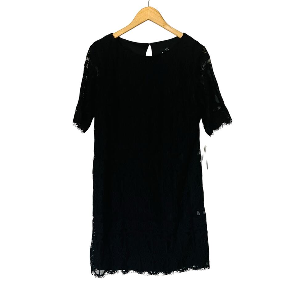 Ronni Nicole Lace Lined Short Sleeve Shift Dress Size 10 NWT Black - Picture 2 of 8